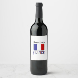 France and French Flag with Your Name Wine Label