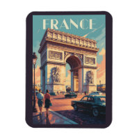 France Arc de Triomphe Travel Art Vintage