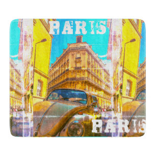France Architecture French Street Old Car Paris Cutting Board