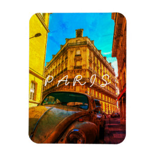 France Architecture French Street Old Car Paris Magnet