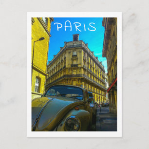 France Architecture French Street Old Car Paris Postcard