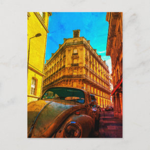 France Architecture French Street Old Car Paris Postcard