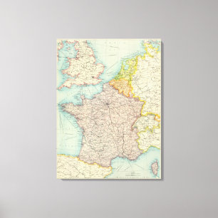 France, Belgium & Holland political Canvas Print