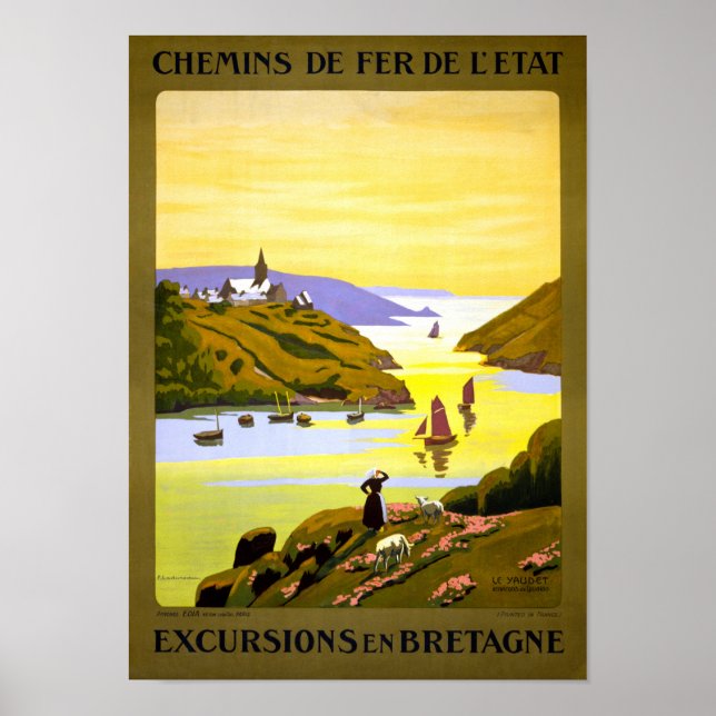 France Bretagne Vintage Travel Poster Restored (Front)