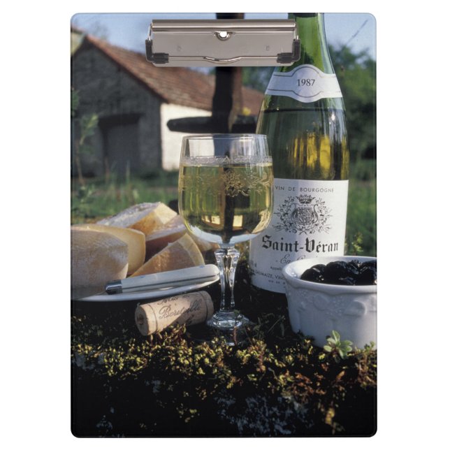 France, Burgundy, Chablis. Local wine and Clipboard (Front)