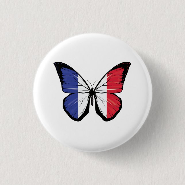France Butterfly Flag 3 Cm Round Badge (Front)