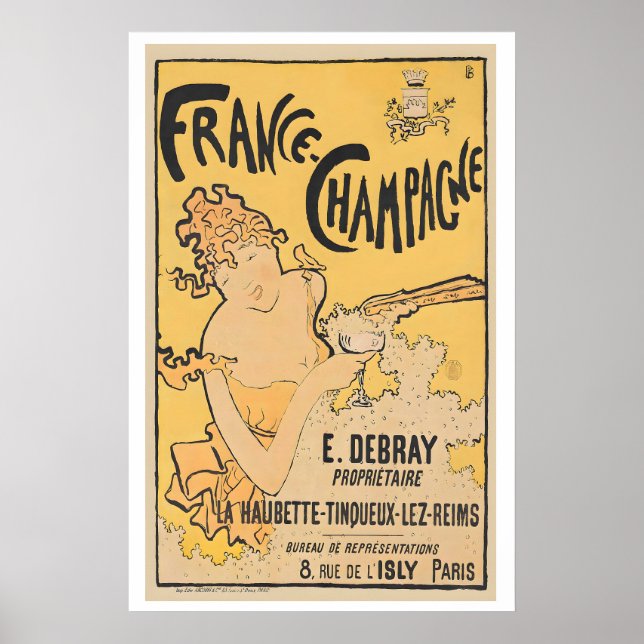 France-Champagne, 1891 - Vintage Food & Drink Poster (Front)