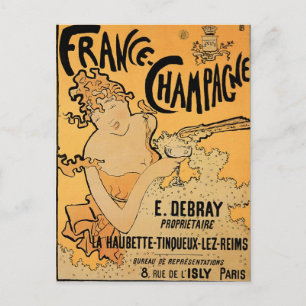 France Champagne Vintage Wine Drink Ad Art Postcard
