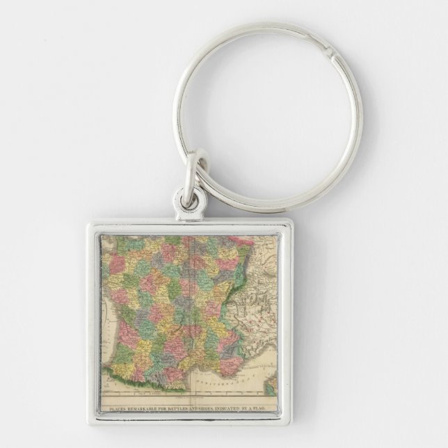 France Chronology Map Key Ring (Front)