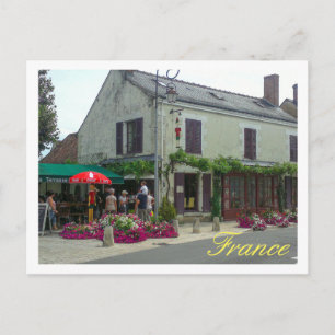 France Cityscape Street Restaurant Cafe View Postcard