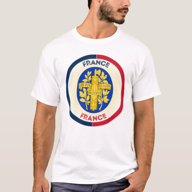 France Coat of Arms Circle Shape T-Shirt (Front)
