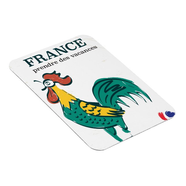 France cockerel vintage travel poster magnet (Right Side)