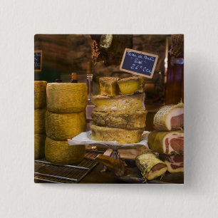 France, Corsica. Local cheeses and charcuterie 15 Cm Square Badge