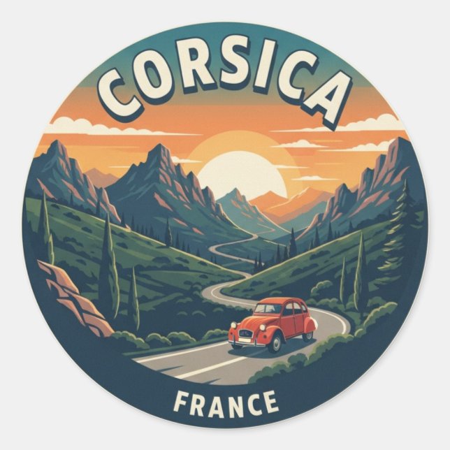 France Corsica Travel Classic Round Sticker (Front)