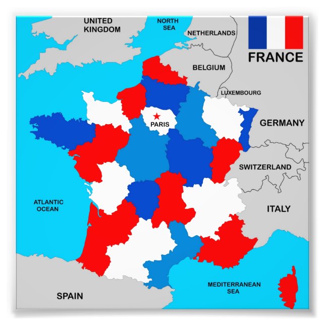 france country political map flag photo print (Front)