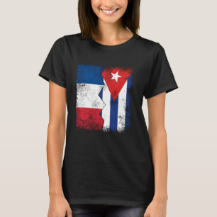 France Cuba Flags Half Cubana Cuban French Roots V T-Shirt