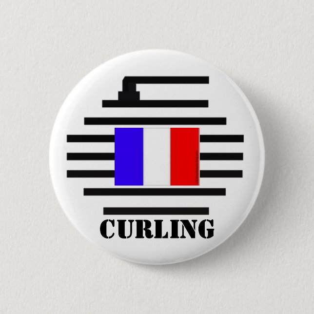 France Curling 6 Cm Round Badge (Front)