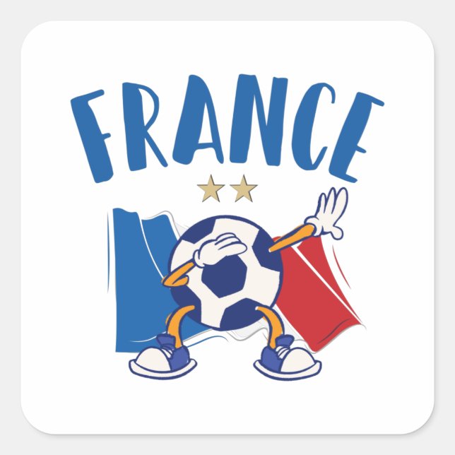 France Dabbing Soccer Ball Flag 2 stars Square Sticker (Front)