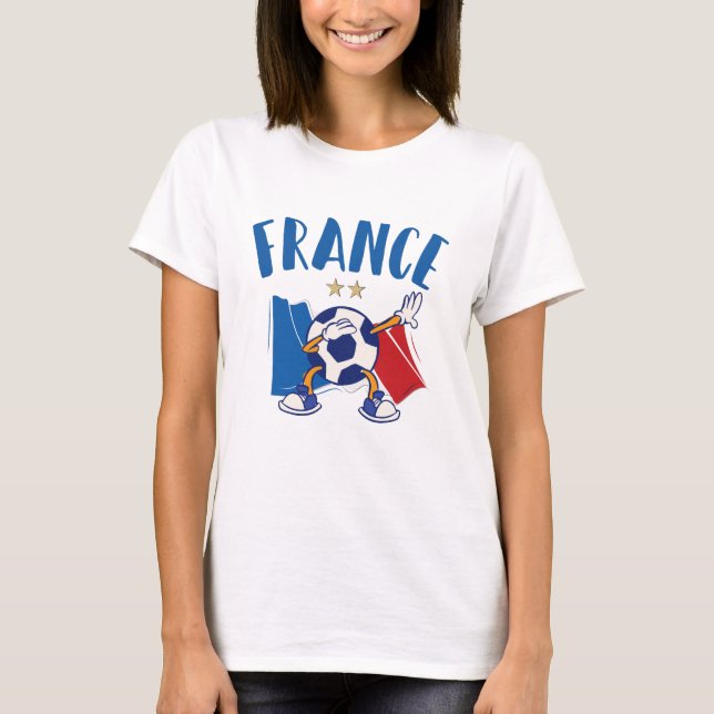 France Dabbing Soccer Ball Flag 2 stars T-Shirt (Front)