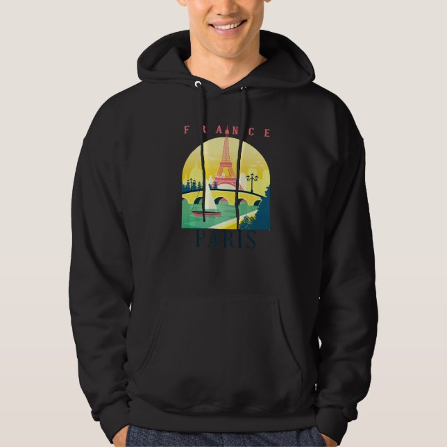 France Eiffel Tower Parisian City French Landmark  Hoodie (Front)