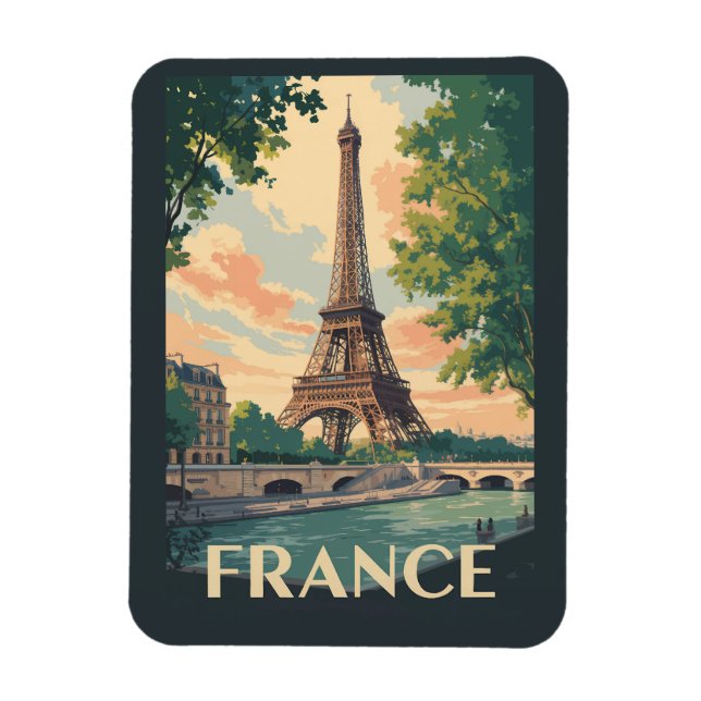 France Eiffel Tower Travel Art Vintage Magnet (Vertical)