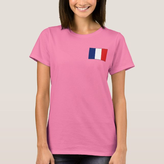 France Flag and Map dk T-Shirt (Front)