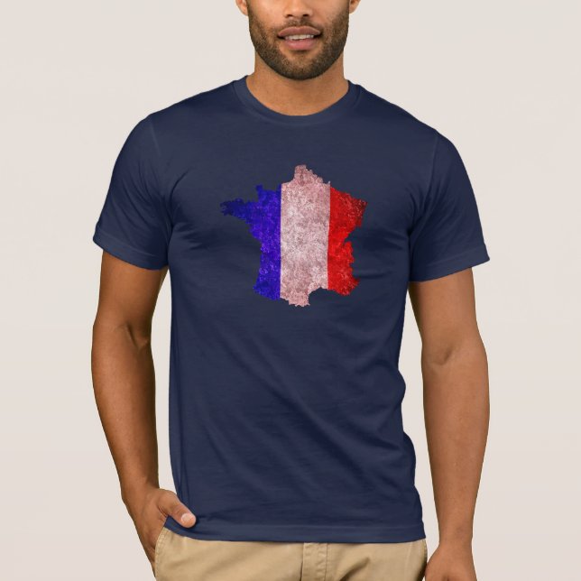 France Flag and Map T-Shirt (Front)