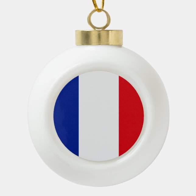 France Flag Ceramic Ball Christmas Ornament (Front)