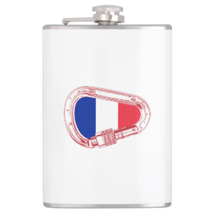 France Flag Climbing Carabiner Hip Flask