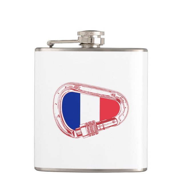 France Flag Climbing Carabiner Hip Flask (Front)