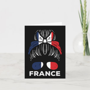 France Flag French Girl Hairbun Football Soccer Fa Card