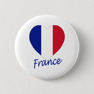 France Flag Heart 6 Cm Round Badge