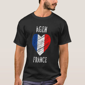 France Flag Heart Agen City T-Shirt