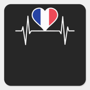 France Flag Heartbeat Square Sticker