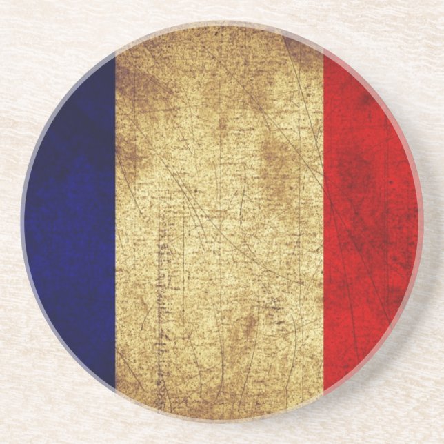 France Flag in Grunge Coaster (Front)