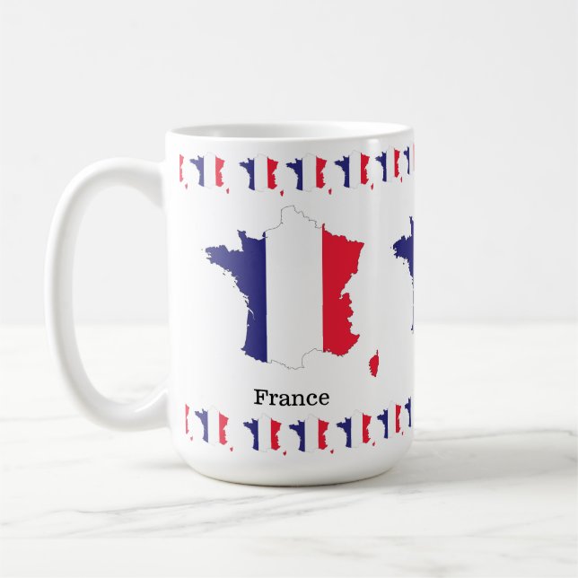 France Flag in Map Souvenir Design Coffee Mug (Left)