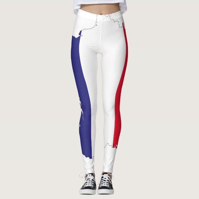 France Flag in Map Souvenir Design Leggings (Front)