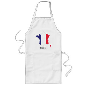 France Flag in Map Souvenir Design Long Apron