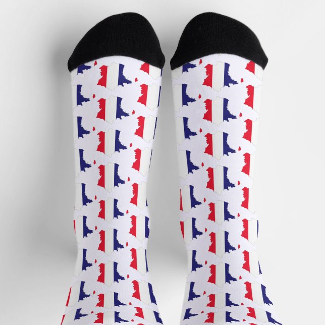France Flag in Map Souvenir Design Socks (Top)