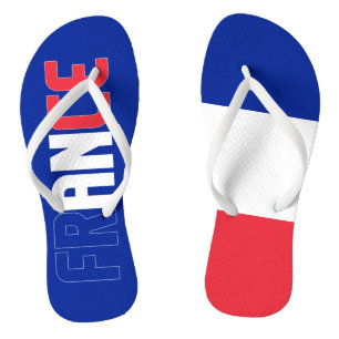 France Flag Inscription Red Blue White Two Colour  Jandals