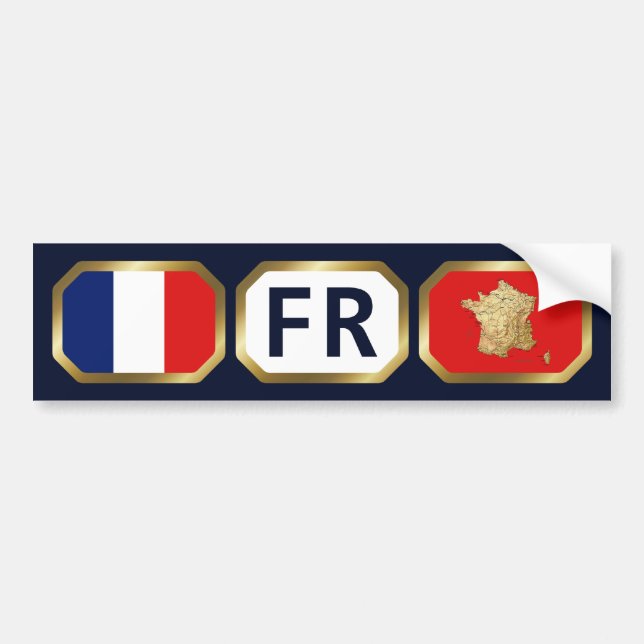 France Flag Map Code Bumper Sticker (Front)