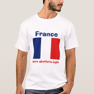 France Flag + Map + Text T-Shirt