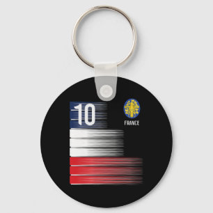 France Flag Number 10 French Soccer Men Women Boys Key Ring