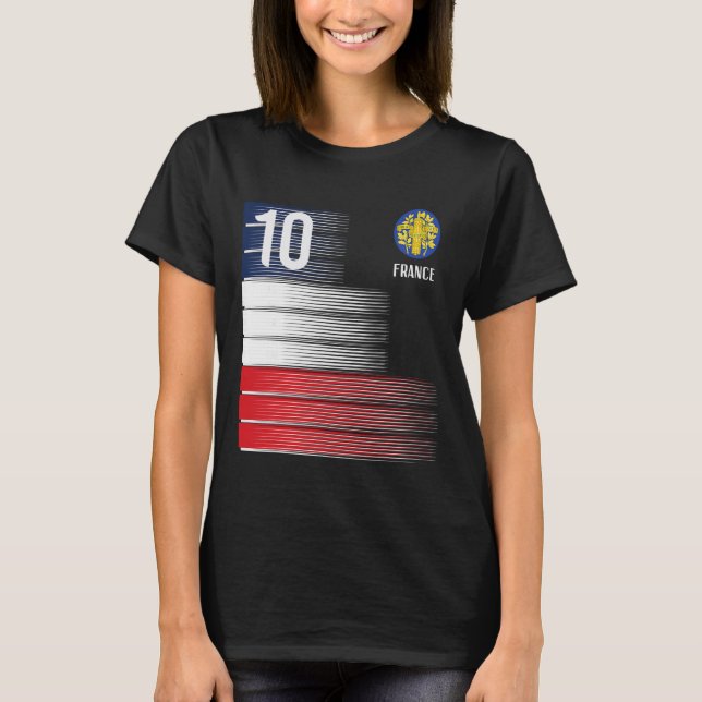 France Flag Number 10 French Soccer Men Women Boys T-Shirt (Front)