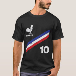 France Flag Rooster Number 10 Soccer Fan Men Women T-Shirt