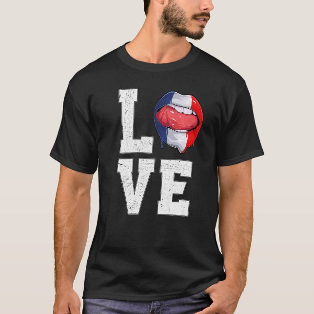France Flag Soccer Fan Love French T-Shirt (Front)