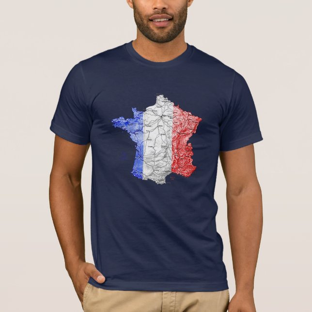 France Flagcolor Map T-Shirt (Front)