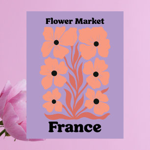 France Flower Market Peach Blossom Florals Postcard