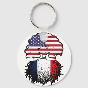 France French American USA United States America Key Ring