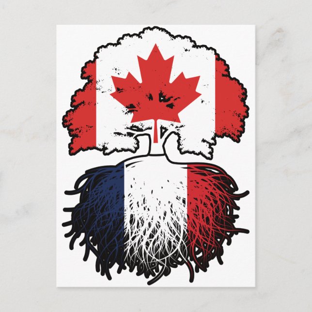 France French Canadian Canada Tree Roots Flag Postcard (Front)